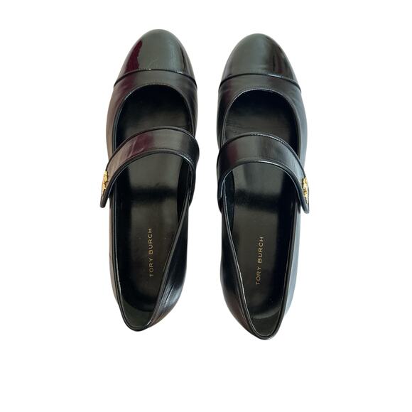 Tory Burch Women's Cap Toe Mary Jane Pump Low Heel Leather Classic Size 8 Black - Picture 6 of 8